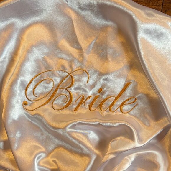 White Satin Bride Robe - Picture 2 of 10